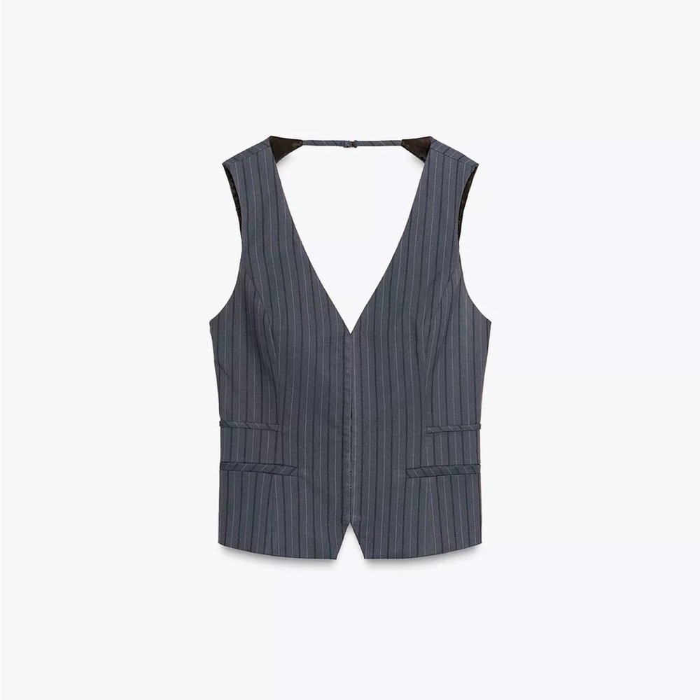 ZARA PINSTRIPE TOP VEST - Picture 6 of 8